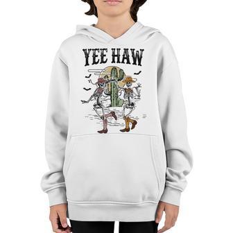 Howdy Retro Desert Dancing Skeleton Cowboy Boots Hat Western Youth Hoodie - Thegiftio UK