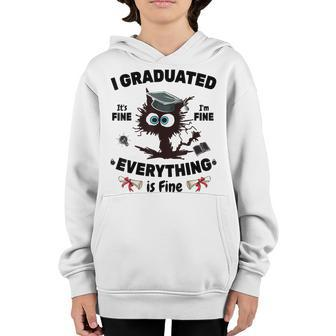 I Graduated Graduate Class 2023 Funny Black Cat Graduation Youth Hoodie - Thegiftio UK