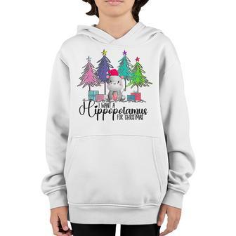 I Want A Hippopotamus For Christmas Xmas Hippo For Boys Kids Youth Hoodie - Thegiftio UK