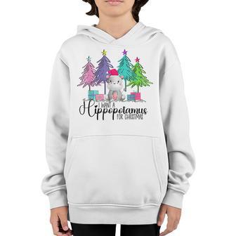 I Want A Hippopotamus For Christmas Xmas Hippo For Kid Women V38 Youth Hoodie - Thegiftio UK