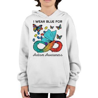 I Wear Blue For Autism Awareness Acceptance Men Women Kids Youth Hoodie - Seseable