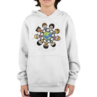 In A World Be Kind Kids Earth Anti Bullying Unity Day Orange Youth Hoodie - Thegiftio UK