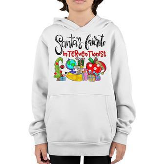 Interventionist Teacher Santas Favourite School Christmas Youth Hoodie - Thegiftio UK