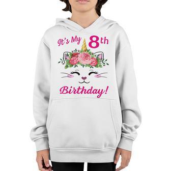 Its My 8 Birthday Caticorn Outfits For Toddler Girls V2 Youth Hoodie - Thegiftio UK