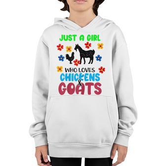 Just A Girl Who Loves Chickens And Goat Animal Lover Cute Youth Hoodie - Thegiftio UK