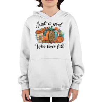 Just A Girl Who Loves Fall Pumpin Spice Latte Cute Autumn Youth Hoodie - Thegiftio UK