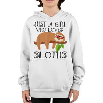 Just A Girl Who Loves Sloth Christmas Matching Family Pajama Youth Hoodie - Thegiftio UK