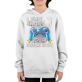 Kids 1 Years Old Level 1 Unlocked 2022 Video Game 1St Birthday Youth Hoodie - Thegiftio UK