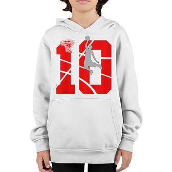 Kids 10 Year Old 10Th Basketball Birthday Partytheme Boys Girls Youth Hoodie - Thegiftio UK