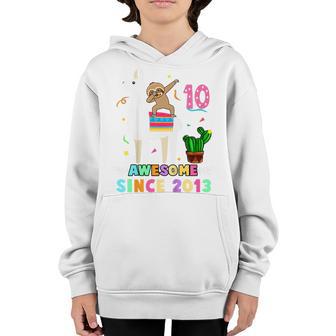 Kids 10 Year Old Dab Sloth Riding Unicorn 2013 10Th Birthday Girl Youth Hoodie - Thegiftio UK