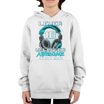 Kids 10 Years Old Level 10 Unlocked 2013 Video Game 10Th Birthday Youth Hoodie - Thegiftio UK