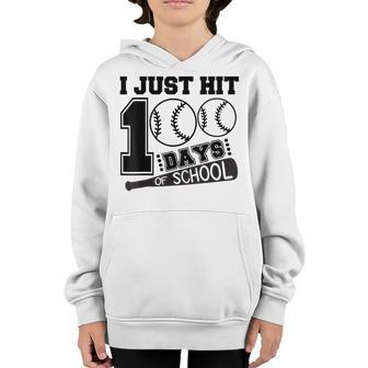 Kids 100 Days Of School I Just Hit 100 Days Baseball Youth Hoodie - Seseable