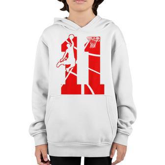 Kids 11 Year Old 11Th Basketball Birthday Partytheme Boys Girls Youth Hoodie - Thegiftio UK