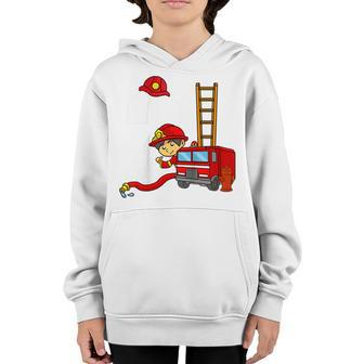 Kids 2 Year Old Firefighter Birthday  Fire Truck 2Nd Birthday  Youth Hoodie