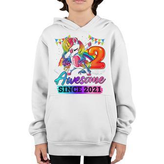 Kids 2 Year Old Gift Awesome Since 2021 2Nd Birthday Unicorn Girl Youth Hoodie - Thegiftio UK