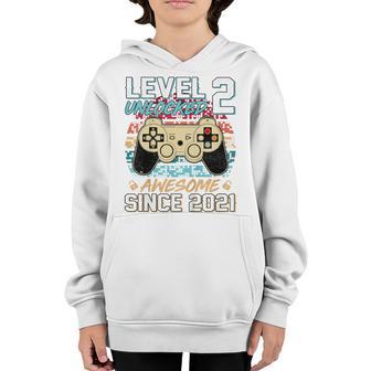 Kids 2 Years Old Boy Level 2 Unlocked Awesome 2021 2Nd Birthday Youth Hoodie - Thegiftio UK