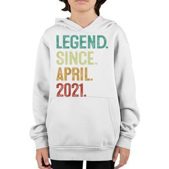 Kids 2 Years Old Legend Since April 2021 2Nd Birthday Youth Hoodie | Mazezy