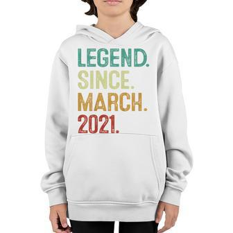 Kids 2 Years Old Legend Since March 2021 2Nd Birthday Youth Hoodie | Mazezy
