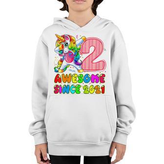 Kids 2 Years Old Unicorn Flossing 2Nd Birthday Girl Unicorn Party V2 Youth Hoodie - Thegiftio UK
