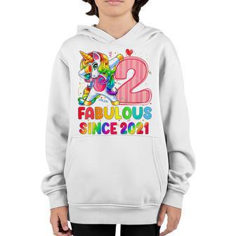 Kids 2 Years Old Unicorn Flossing 2Nd Birthday Girl Unicorn Party Youth Hoodie - Thegiftio UK
