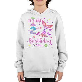 Kids 2Nd Birthday Gifts 2 Years Old Birthday Girl Gifts Mermaid Youth Hoodie - Thegiftio UK
