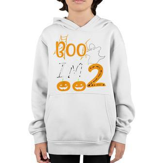 Kids 2Nd Birthday Kids Boo Im 2 Two Yr Ghost Halloween Costume Youth Hoodie - Thegiftio UK