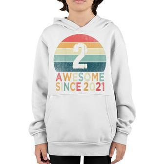 Kids 2Nd Birthday Vintage Retro 2 Years Old Awesome Since 2021 Youth Hoodie - Seseable