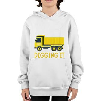 Kids 3 And Digging It Construction Vehicle Excavator 3Rd Birthday Youth Hoodie | Mazezy