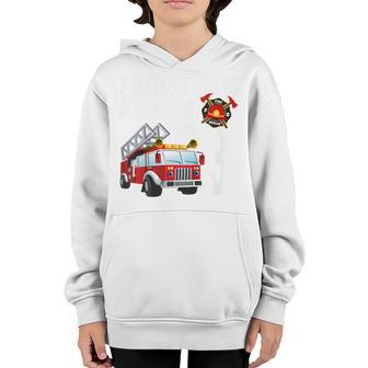 Kids 3 Year Old Firefighter Birthday Fire Truck Engine 3Rd Gift Youth Hoodie - Seseable