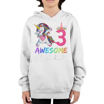 Kids 3 Year Old Gifts Girls Ns Dabbing Unicorn 3Rd Birthday V6 Youth Hoodie - Thegiftio UK