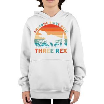 Kids 3 Years Old Boy Three Rex 3Rd Birthday Gifts Third Dinosaur Youth Hoodie - Thegiftio UK