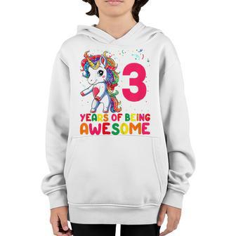 Kids 3 Years Old Unicorn Flossing 3Rd Birthday Girl Unicorn Party Youth Hoodie - Thegiftio UK