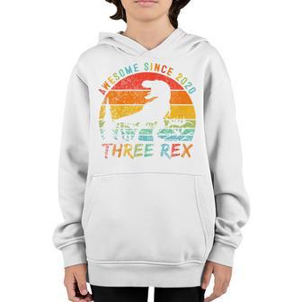 Kids 3Rd Birthday Gifts Three Rex Third Dinosaur 3 Year Old Boy Youth Hoodie - Thegiftio UK