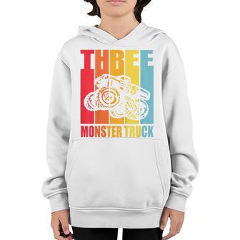 Kids 3Rd Birthday Retro Monster Truck 3 Years Boys Girl Kids Youth Hoodie - Thegiftio UK