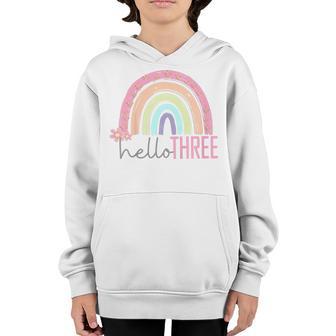 Kids 3Th Birthday Three Year Old Birthday Rainbow Girl Youth Hoodie - Thegiftio UK