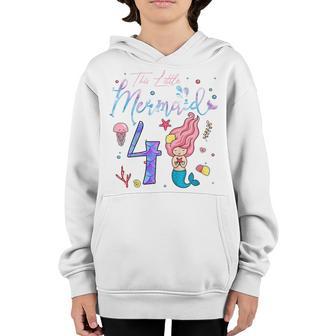 Kids 4 Year Old Gift This Mermaid Is 4Th Birthday Girl Daughter Youth Hoodie - Thegiftio UK