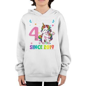 Kids 4 Years Old Gifts Unicorn Dabbing 4Th Birthday Girl Ns Youth Hoodie - Thegiftio UK
