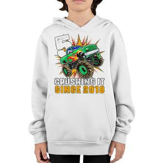 Kids 5 Crushing It Since 2018 Monster Truck 5Th Birthday Boys Youth Hoodie | Mazezy DE