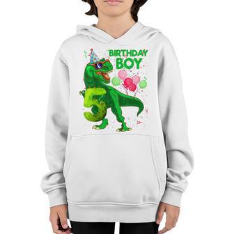 Kids 5 Year Old Gift 5Th Birthday Boy 5Th Birthday T Rex Dinosaur V2 Youth Hoodie - Thegiftio UK