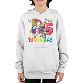 Kids 5 Year Old Gift Awesome Since 2018 5Th Birthday Unicorn Girl V2 Youth Hoodie - Thegiftio UK