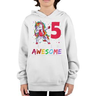 Kids 5 Year Old Gifts Girls Ns Dabbing Unicorn 5Th Birthday Youth Hoodie - Thegiftio UK