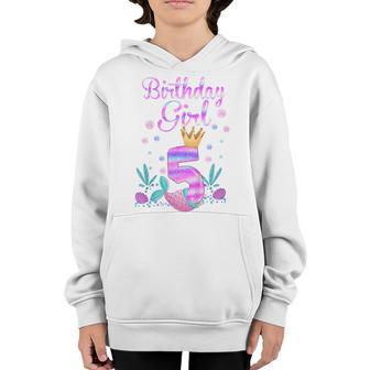 Kids 5 Years Old Gifts Birthday Girls 5Th Birthday Mermaid Girls Youth Hoodie - Thegiftio UK