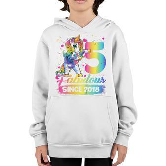 Kids 5 Years Old Unicorn Flossing 5Th Birthday Girl Unicorn Party V3 Youth Hoodie - Thegiftio UK