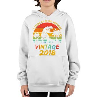 Kids 5Th Birthday Boy 5 Year Old Gift Dinosaur Awesome Since 2018 Youth Hoodie - Thegiftio UK