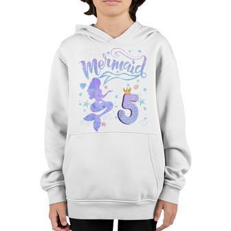 Kids 5Th Birthday Gift This Mermaid Is 5 Girl Gift 5 Year Old Youth Hoodie - Thegiftio UK