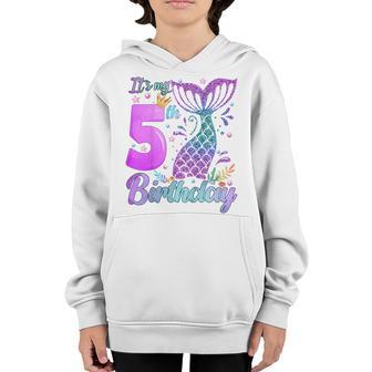 Kids 5Th Birthday Gifts 5 Years Old Birthday Girl Gifts Mermaid Youth Hoodie - Thegiftio UK