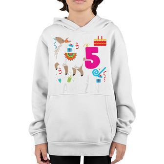 Kids 5Th Birthday I Am 5 Years Old And Llamazing Llama 5 Year Old V2 Youth Hoodie - Thegiftio UK