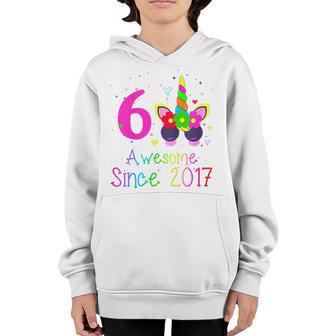 Kids 6 Year Old Gifts 6Th Birthday Girl Unicorn Face Awesome 2017 Youth Hoodie - Thegiftio UK
