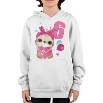 Kids 6 Years Old 6 Birthday Outfit Girl Sloth Youth Hoodie - Thegiftio UK