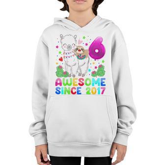 Kids 6 Years Old Sloth Llama Gifts 6Th Birthday Boys Girls Youth Hoodie - Thegiftio UK